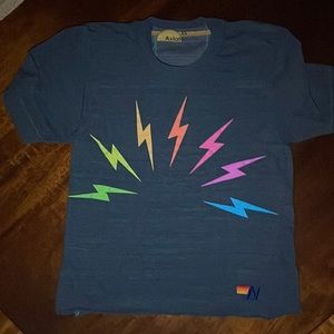 Aviator Nation Boyfriend Tee Lightning Bolt- Black/Multi, XS